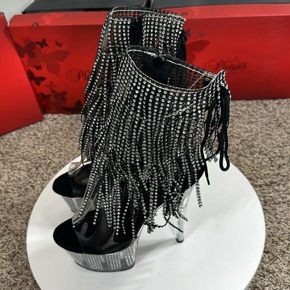 Adore-1017SRS Black Rhinestone Fringe Bootie $110 - Picture 8 of 16